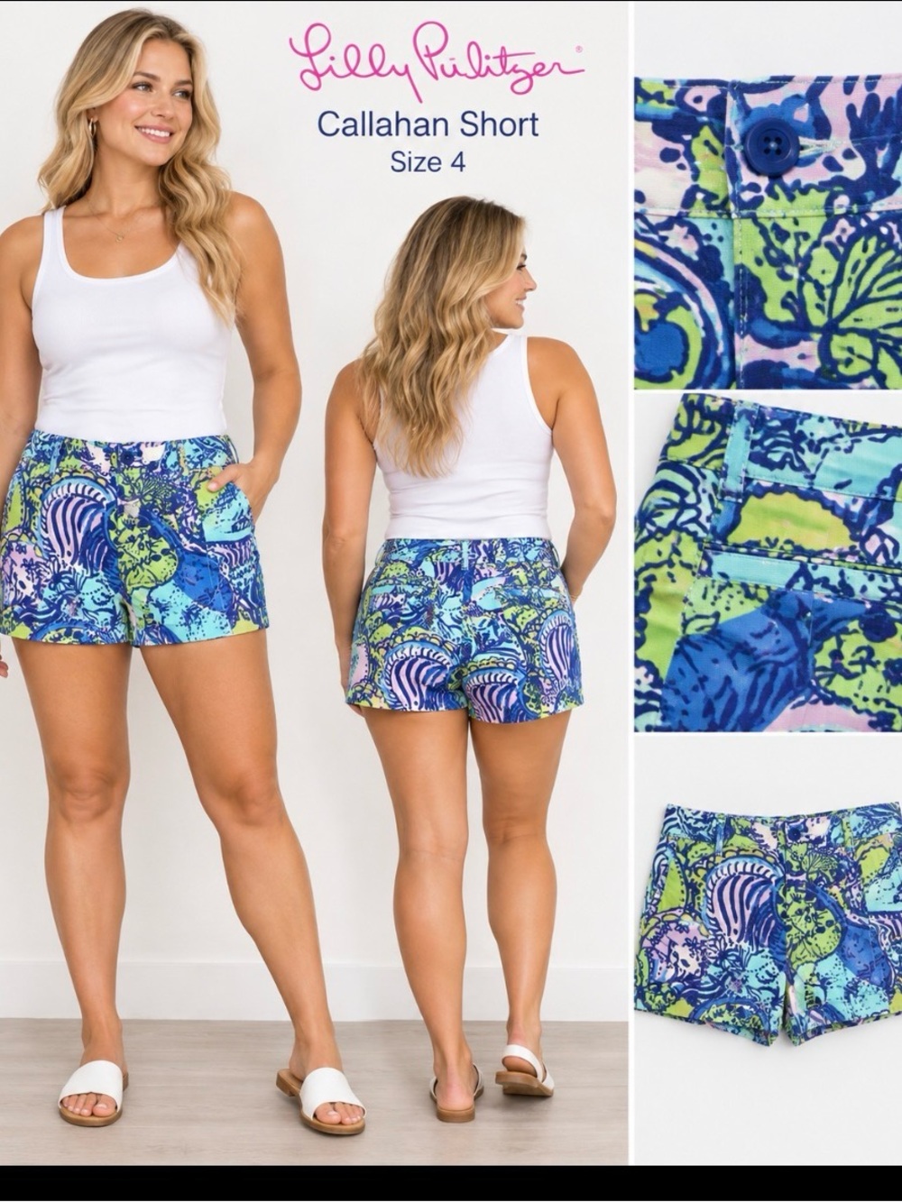 Lilly Pulitzer Blue Multi The Callahan Short Sz 4 EXCELLENT CONDITION